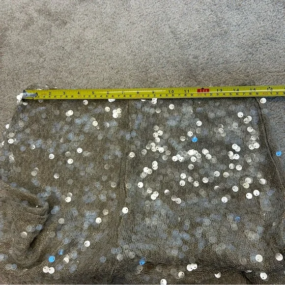 Zara champagne gold sequin embellished sparkly knit dress pants pull on L NWOT - Picture 6 of 15